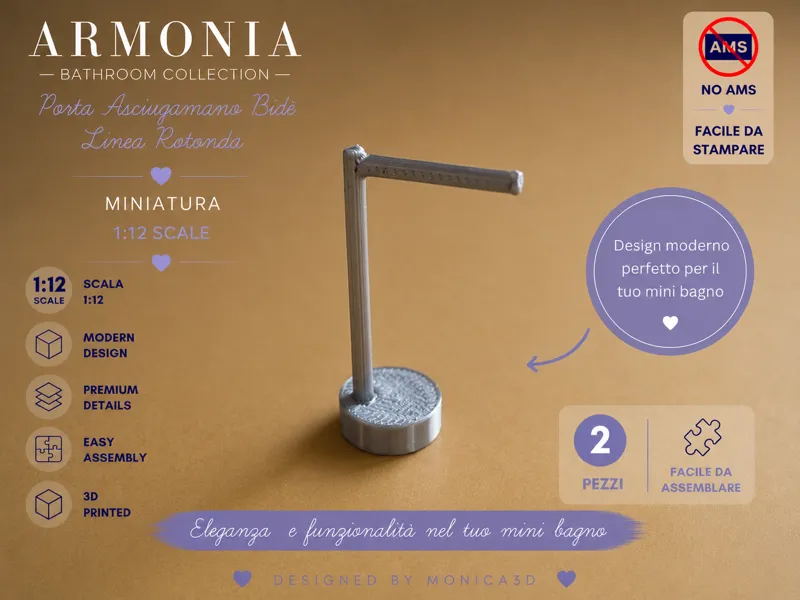 Porta Asciugamano Bidè Miniatura 1:12Linea Rotonda