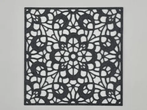 Letrero o emblema decorativo: Ornate Lace Mandala Square Stencil — referencia de MakerWorld