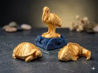Sockel + Storch, Koi, Schildkröte