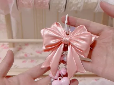 Coquette Style Bow Bag Charm Keychain