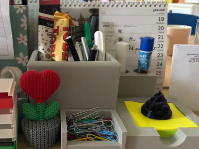 Desk organizer-pens,sticky notes, paperclips, glue