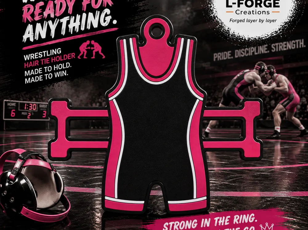 Accesorio para sujetar ligas de cabello: Wrestling Singlet Hair Tie Holder Keychain. Referencia del modelo original.