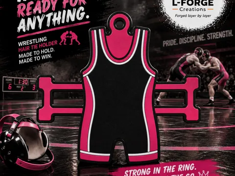 Accesorio para sujetar ligas de cabello: Wrestling Singlet Hair Tie Holder Keychain — referencia de MakerWorld