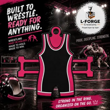 Accesorio para sujetar ligas de cabello: Wrestling Singlet Hair Tie Holder Keychain — vista de referencia 3