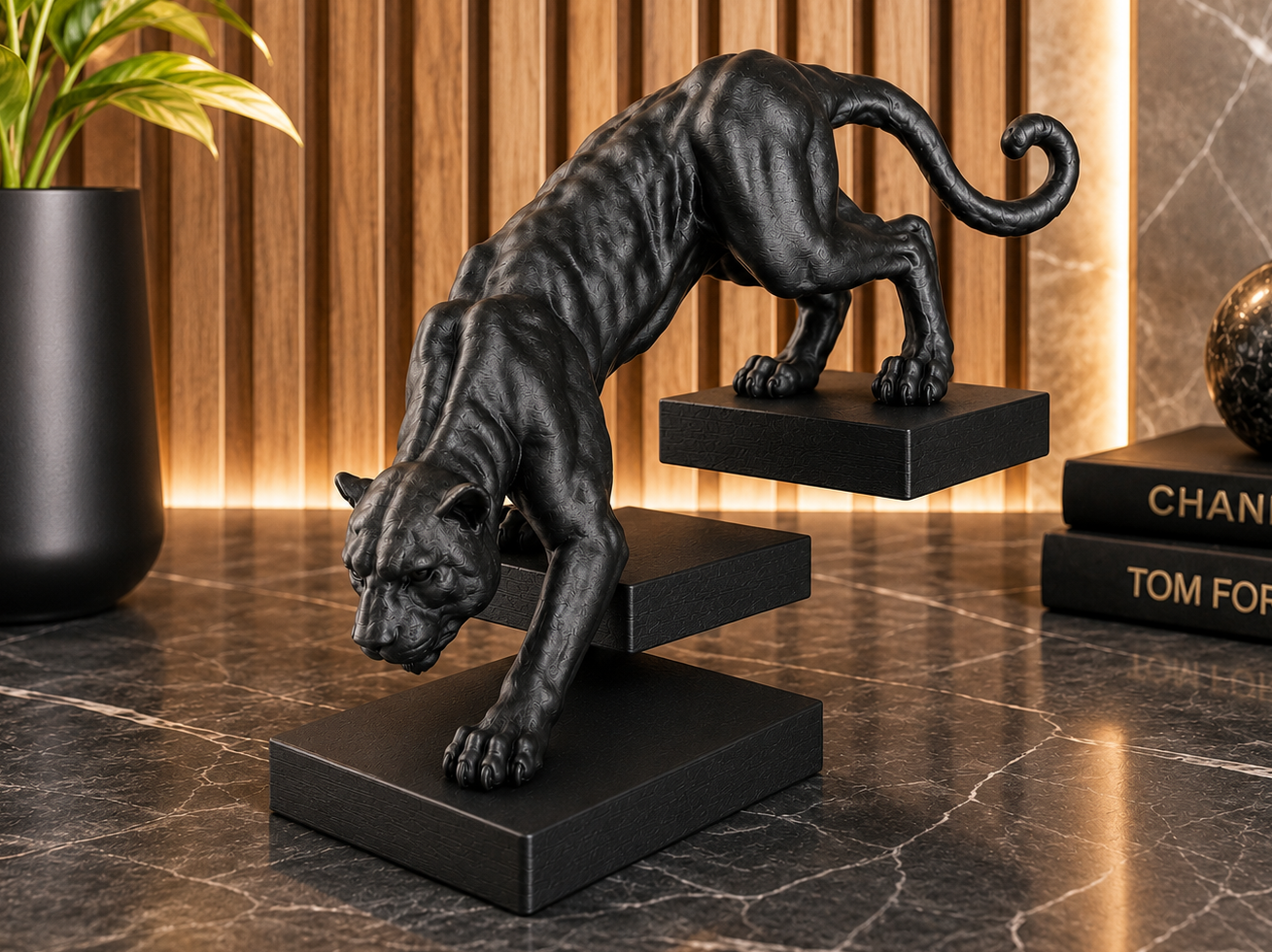 panther on floating steps