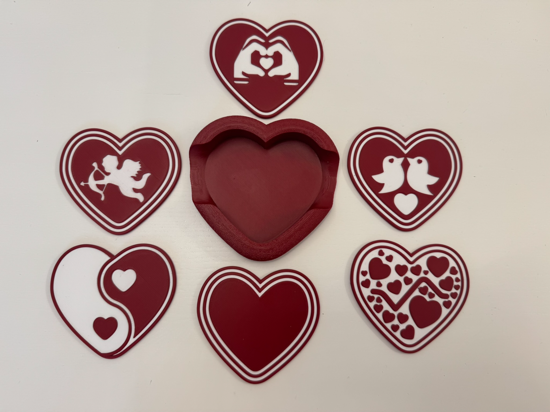 Valentines Love Heart Coaster Set