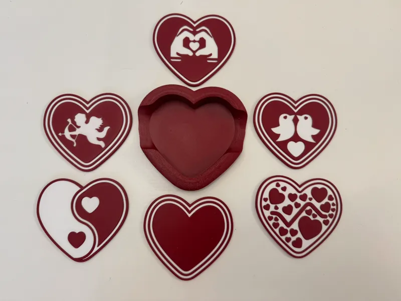 Valentines Love Heart Coaster Set