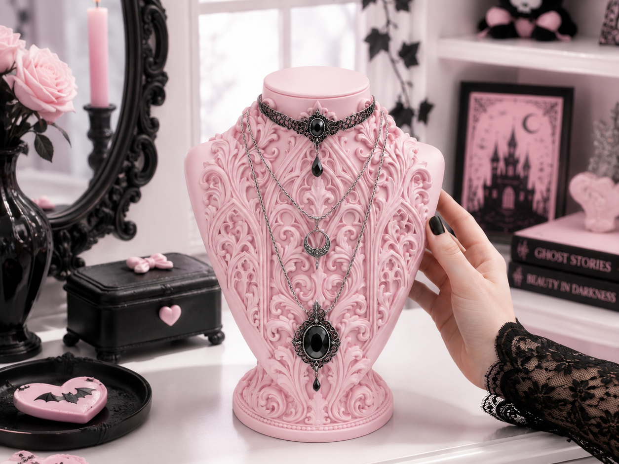 Goth Baroque Necklace Display Bust - 1