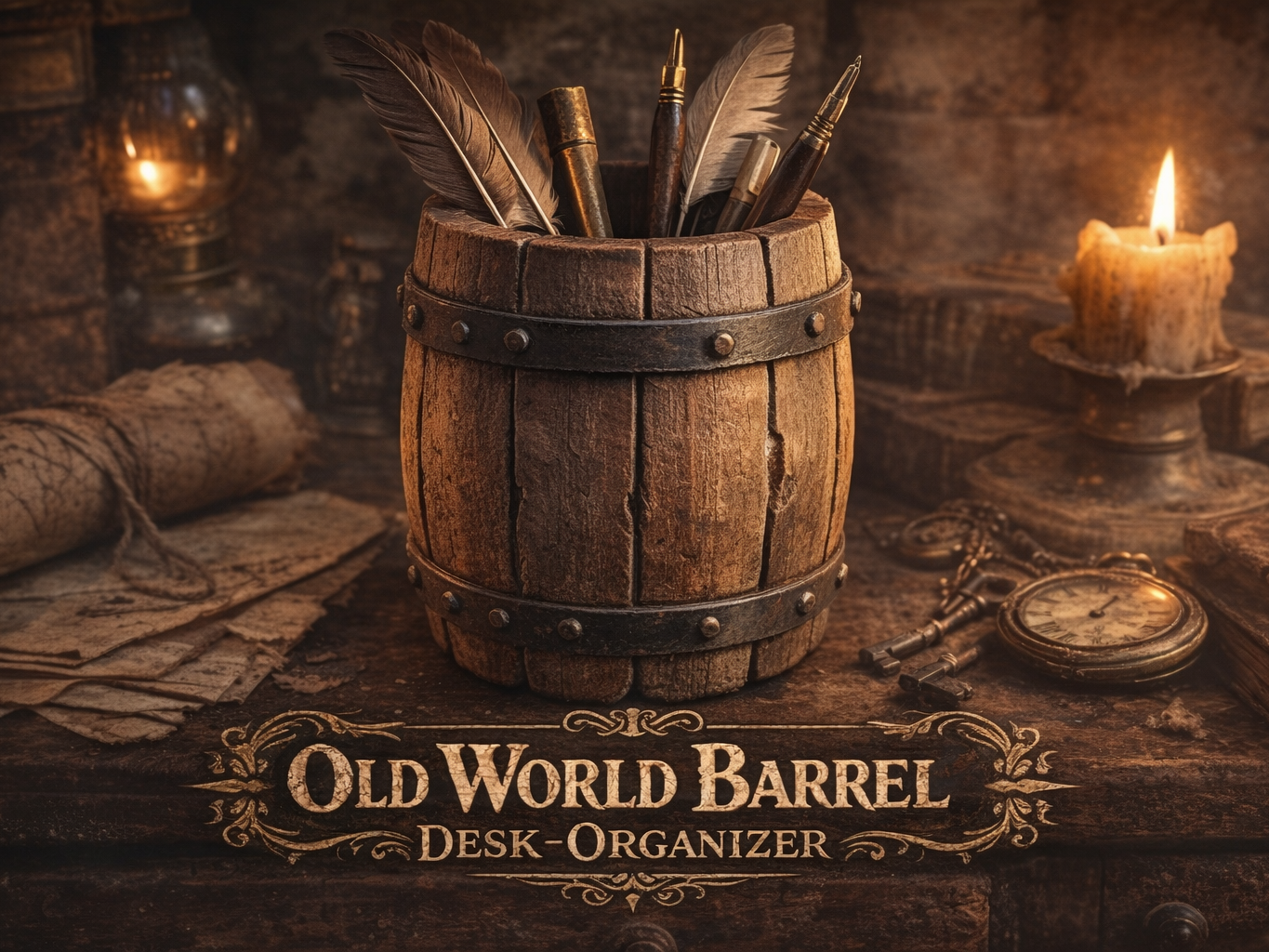 Old World Barrel - Desk-Organizer