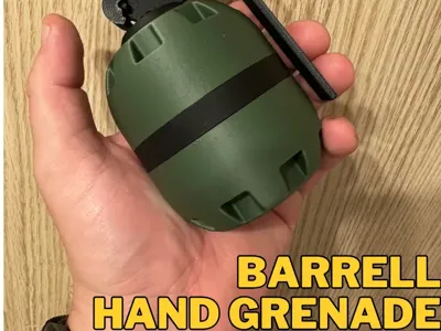Hand Grenade barrel type easy print -separate part
