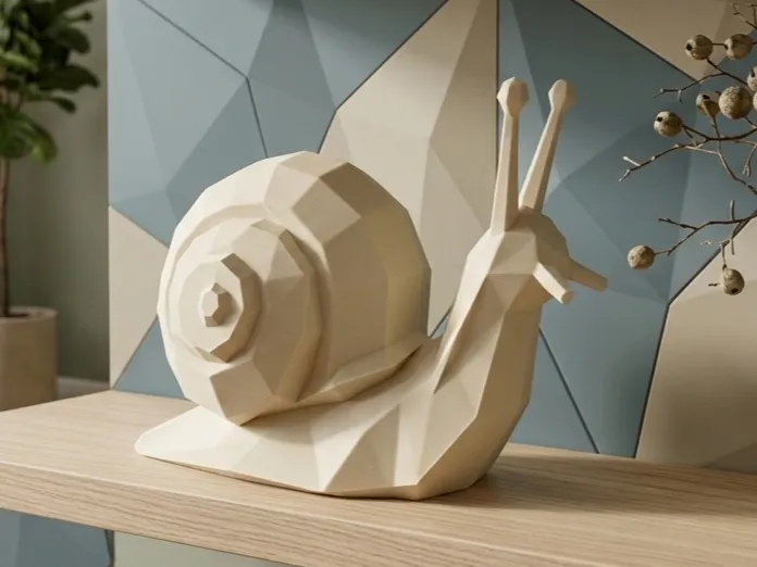 Modern Low Poly Snail - Minimalist Home Decor