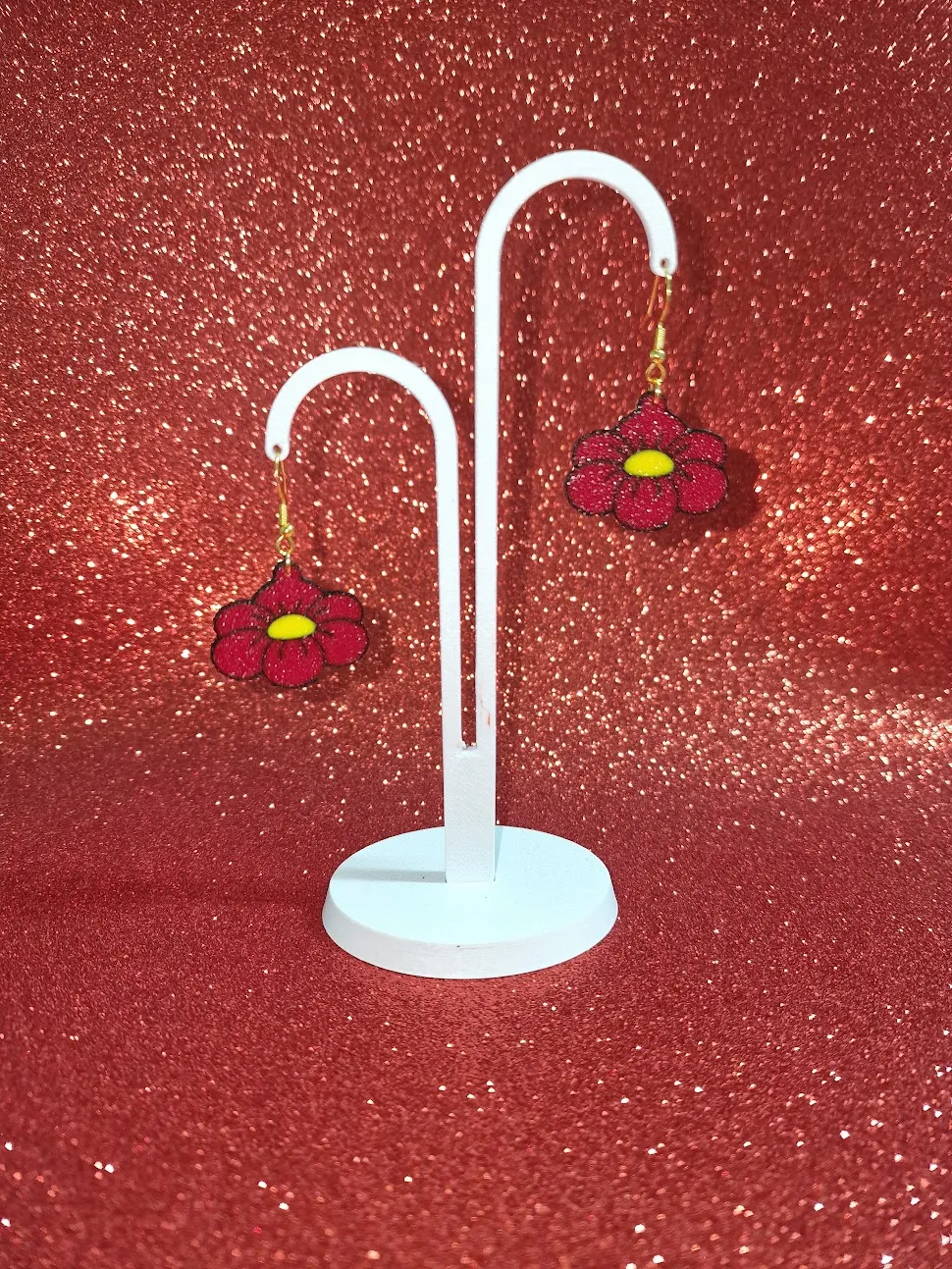 Hibiscus earrings view 3