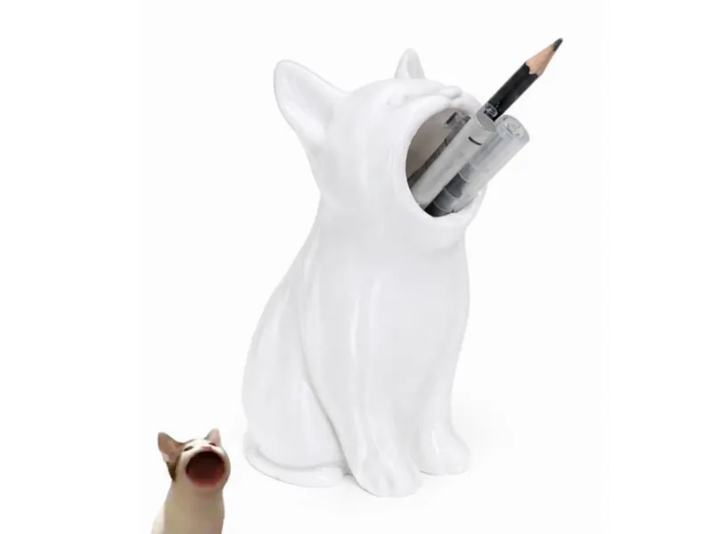 Open Mouth Cat Meme Pencil Holder