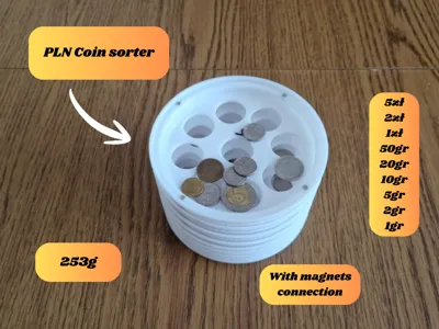 Pln coin sorter with magnets
