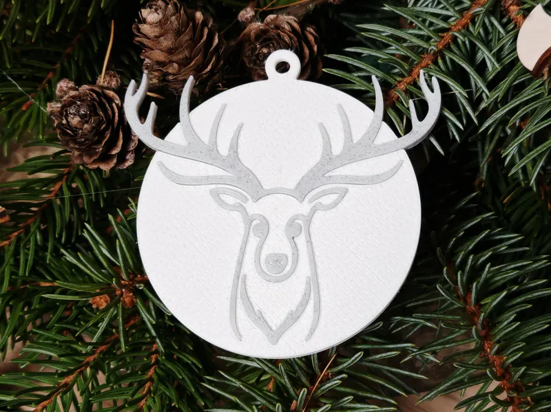 Christmas ornament with deer, double-sided