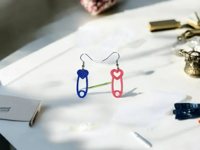 Safety pin heart earrings