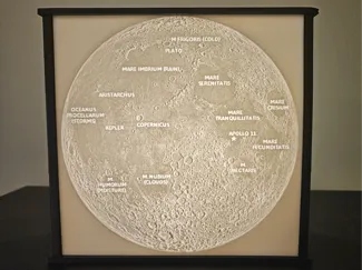 Moon Map Lithophane, Visible Features Labelled