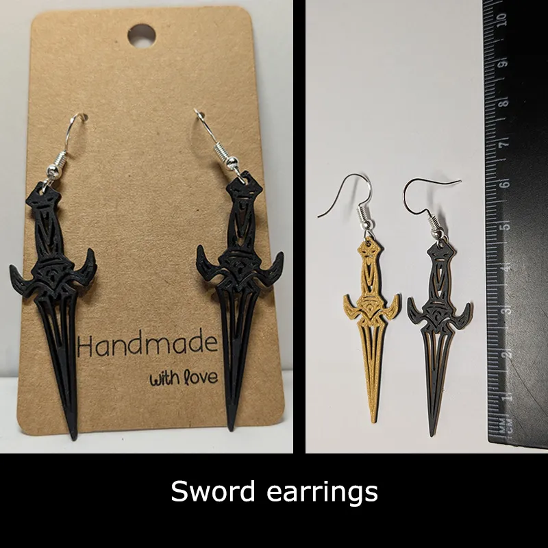 Sword earrings view 2