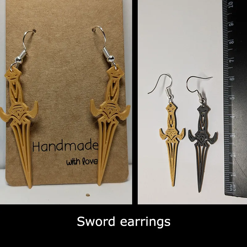 Sword earrings view 3