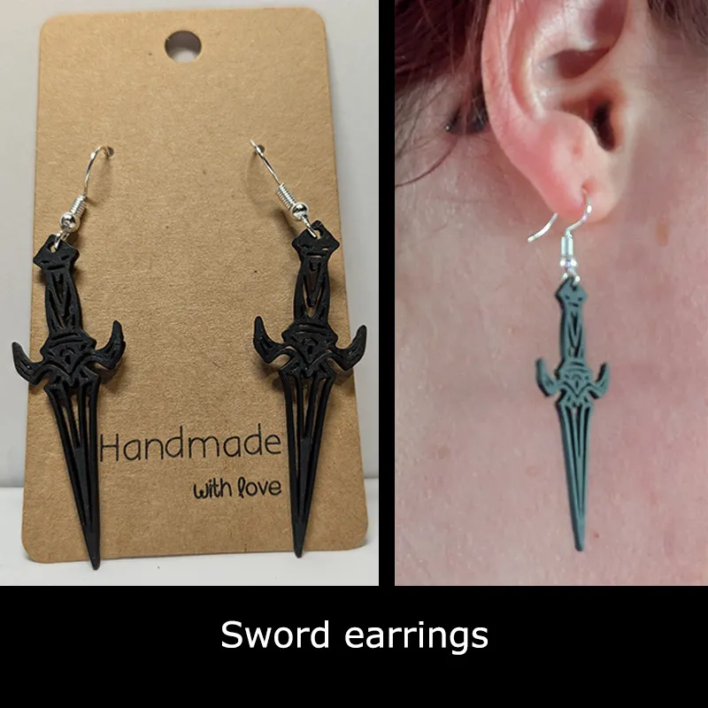 Sword earrings view 4