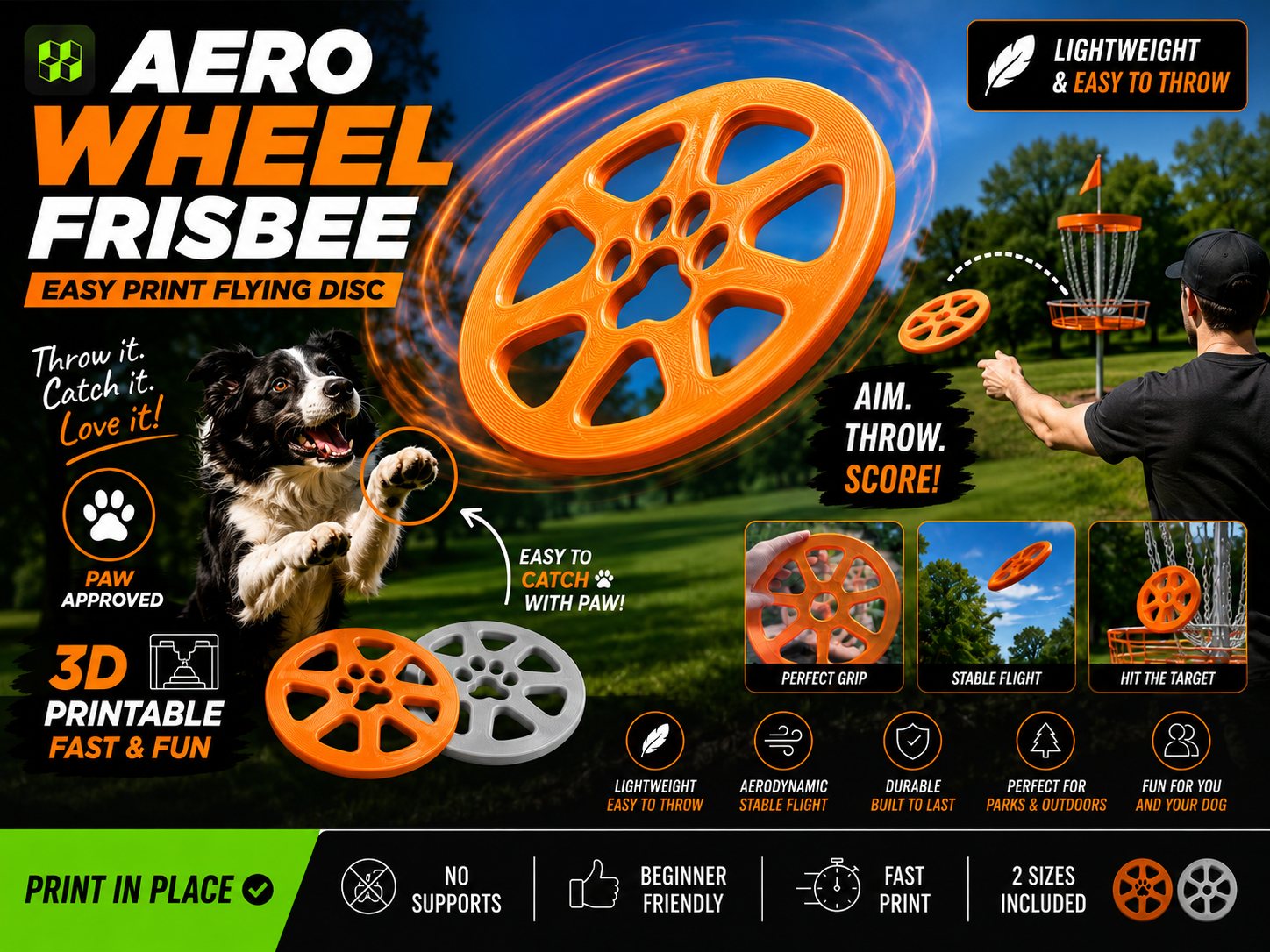 Aero Wheel Frisbee | Easy Print Flying Disc