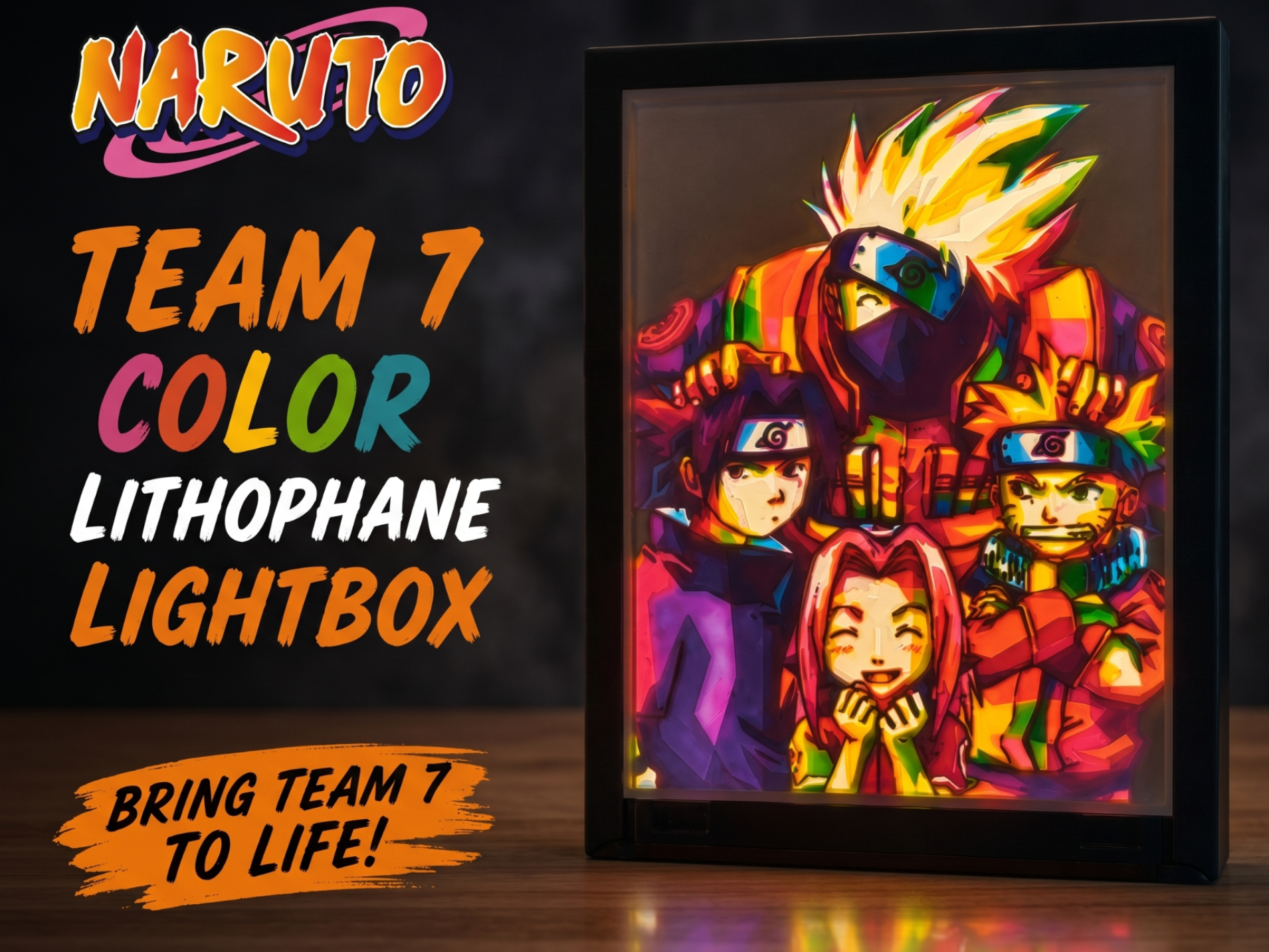 Naruto Team 7 Color Lithophane Lightbox