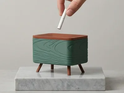 Modern Minimalist Ashtray - Wood Texture
