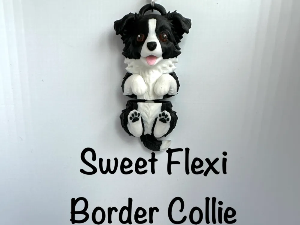 Llavero: Sweet Flexi Border Collie Keychain with open mouth. Referencia del modelo original.