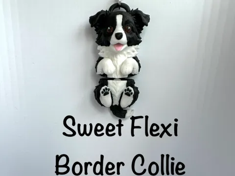 Llavero: Sweet Flexi Border Collie Keychain with open mouth — referencia de MakerWorld