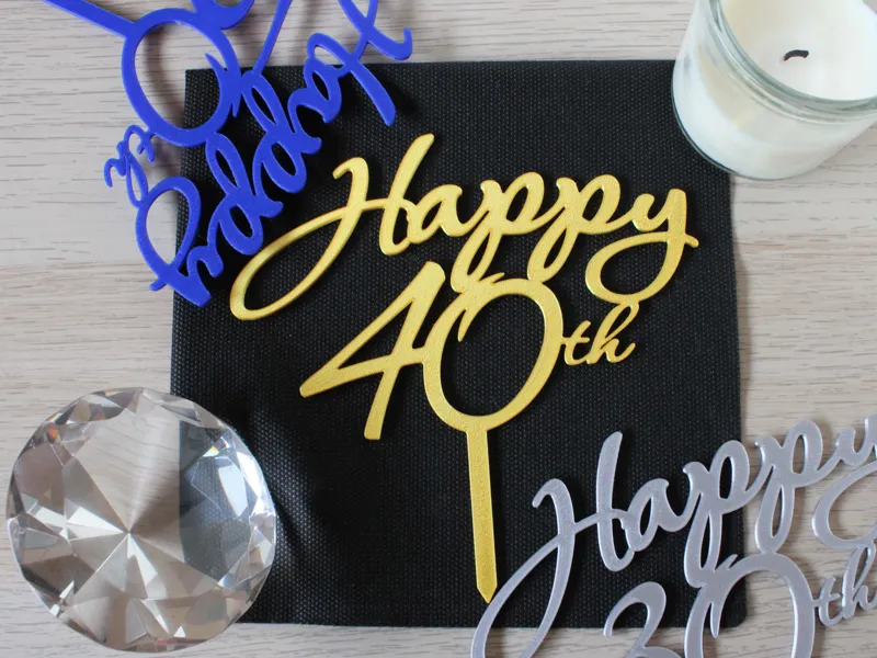 Happy 40th Birthday Cake Topper - Elegant Design