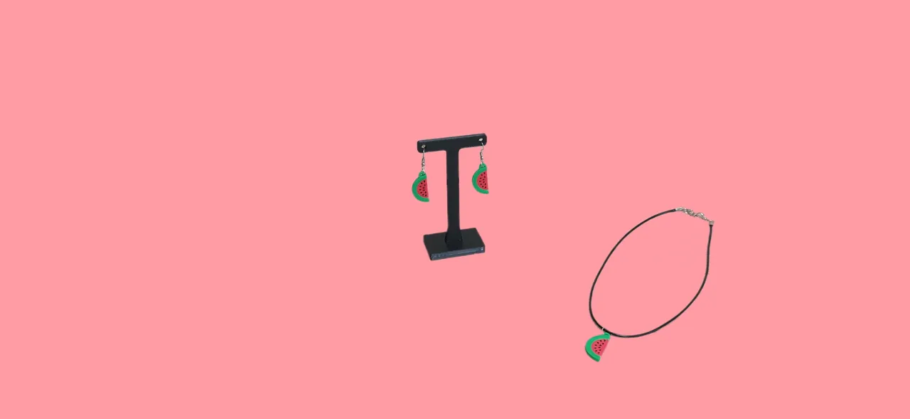 Watermelon Charm - Keychain, Earrings & Necklace view 4