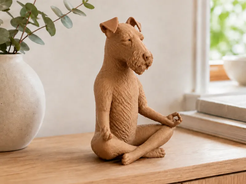 Meditating Fox Terrier Dog – Zen Terrier Statue 