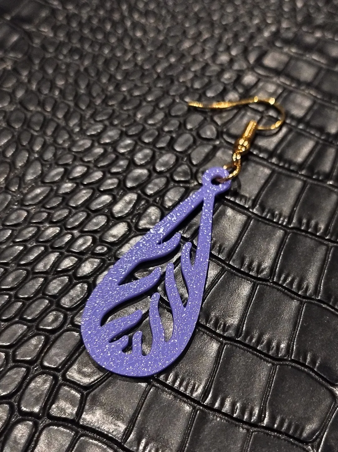 Earring necklace flame drop view 2