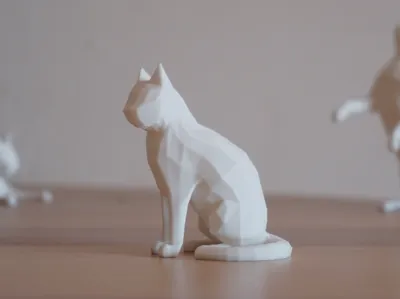 Sitting low poly cat