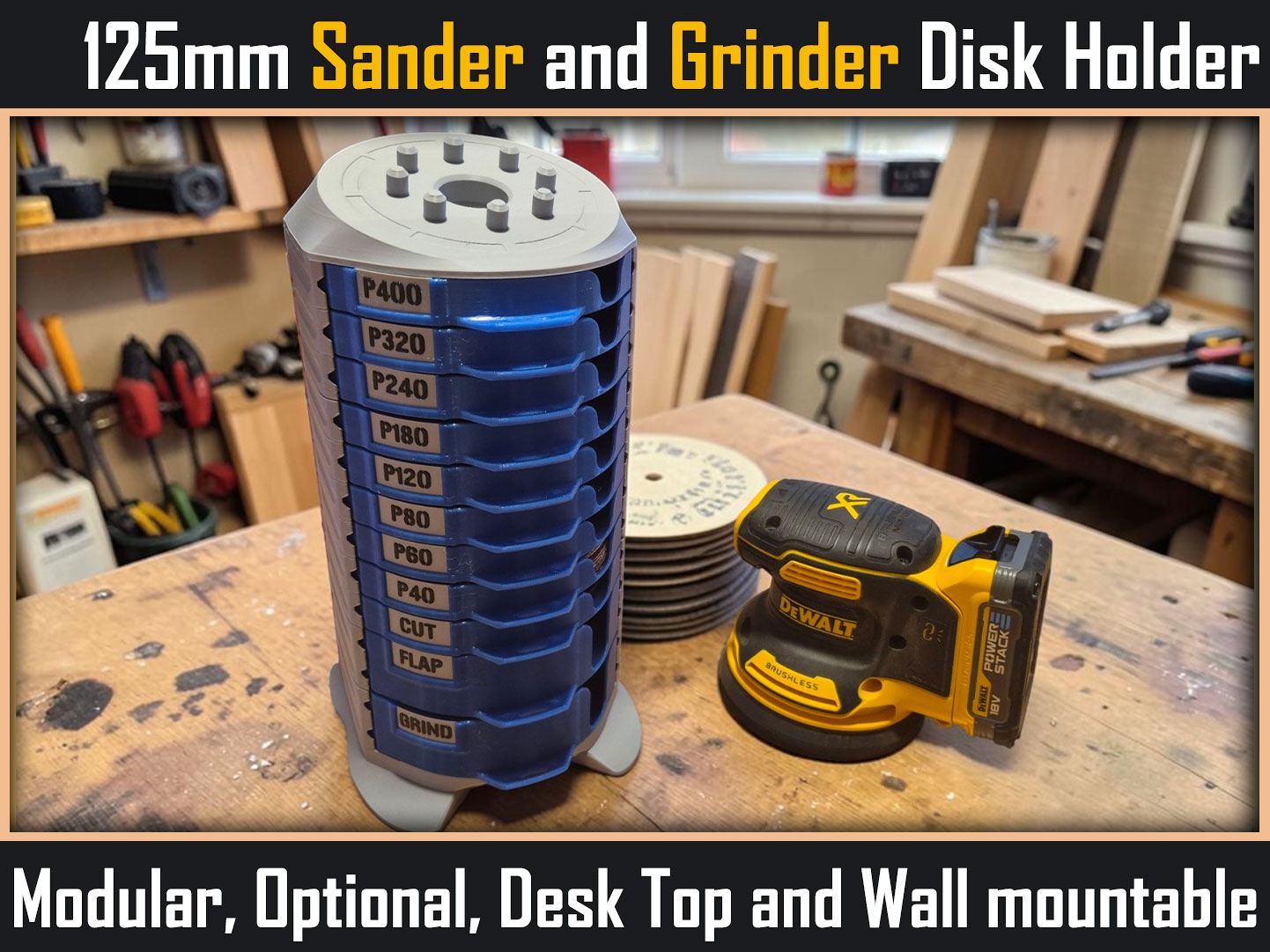 125mm Sander and Grinder Disk Organizer Holder