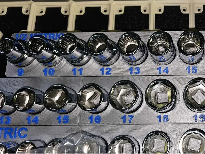 Gridfinity 1/2 metric socket set 9mm-19mm