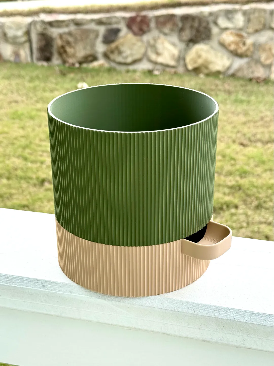 Round Self-Watering Planter Ribbed (Medium) view 2