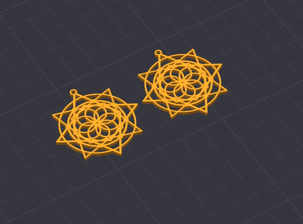 Sacred Geometry Earrings 03, No AMS, Quick Print view 2