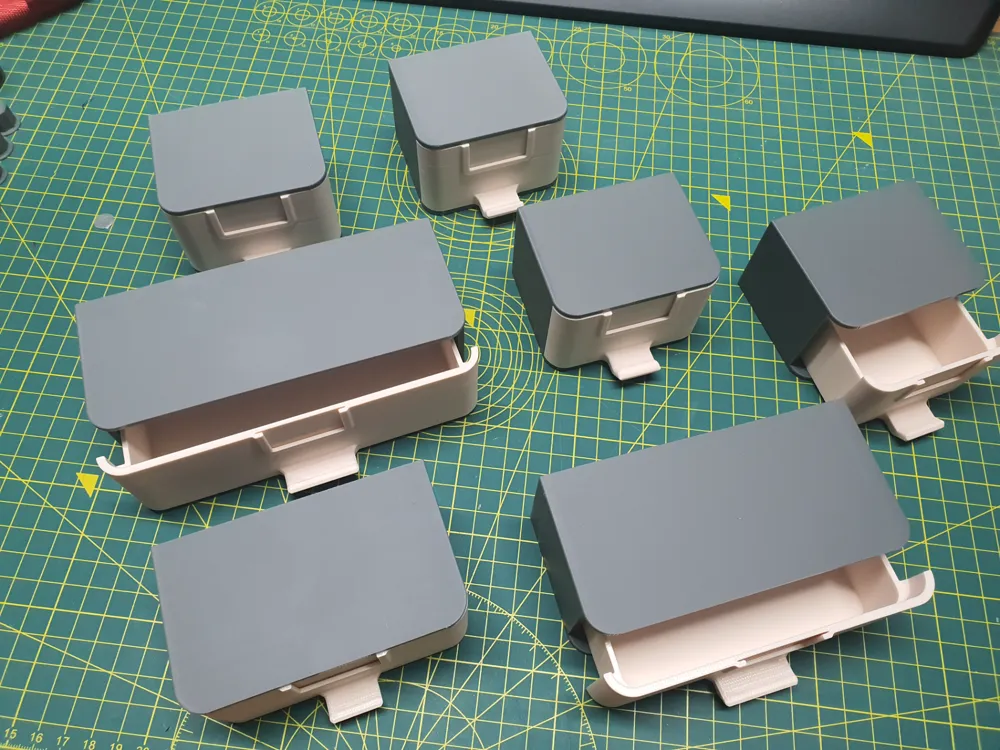 Mini Drawer with Printed Label 4x2 Multihole size - Free 3D Print Model ...