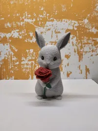 Hase mit Rose Mehrfarbig