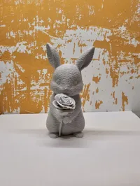 Hase mit Rose Einfarbig