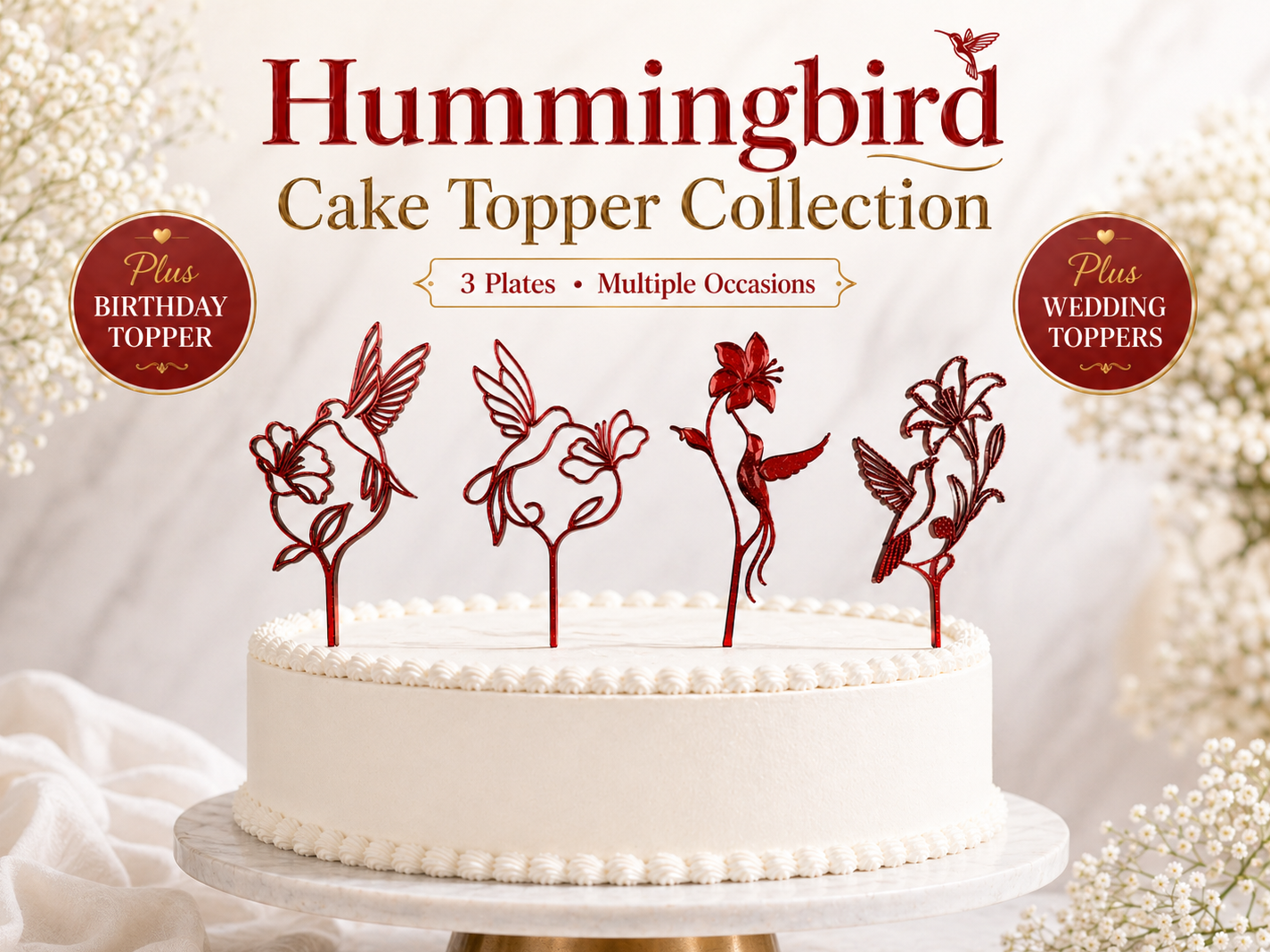 Hummingbird Cake Topper Collection (8 Total)