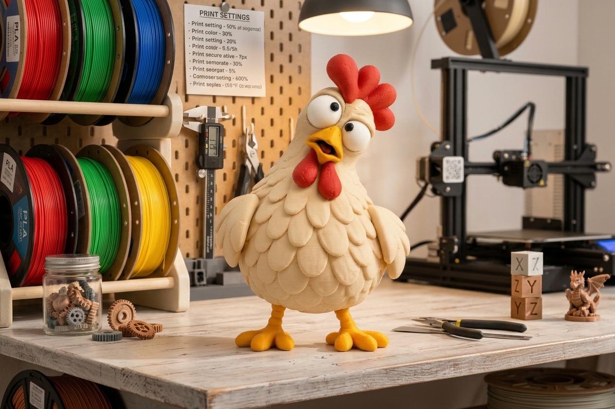 Goofy Series Funny Chicken Figurine - Free 3D Print Model - MakerWorld