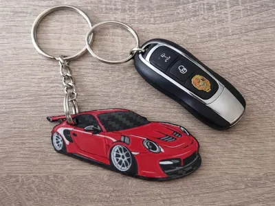 Porsche 911 GT3 Style Keychain –Double sided (AMS)