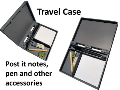 Travel case for post it notes, pens