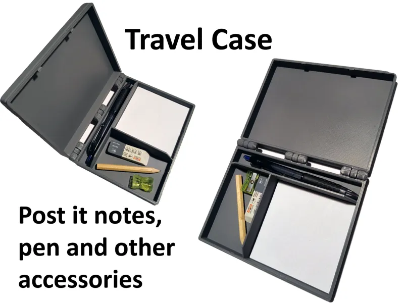 Travel case for post it notes, pens