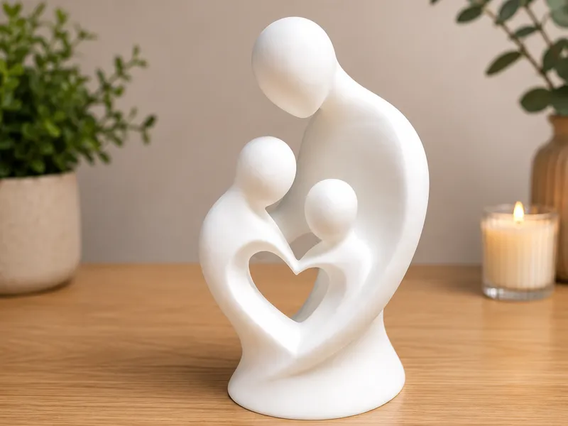 Family Sculpture with Heart | Modern Minimalist 