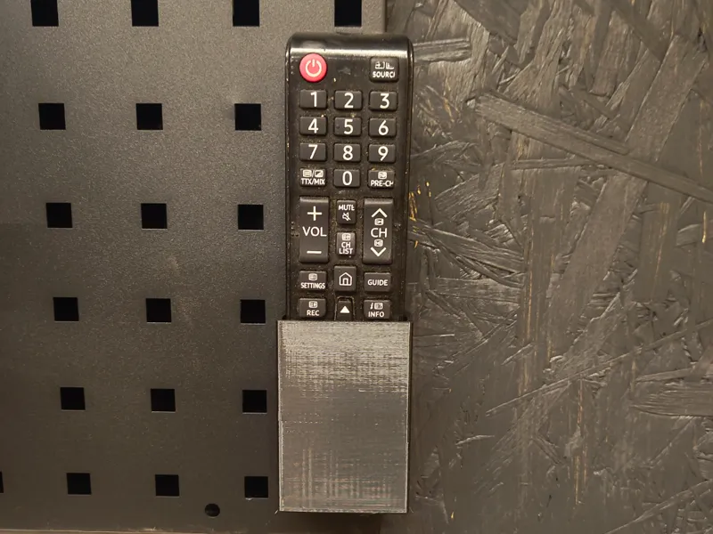 Samsung TV remote holder for square pegboard