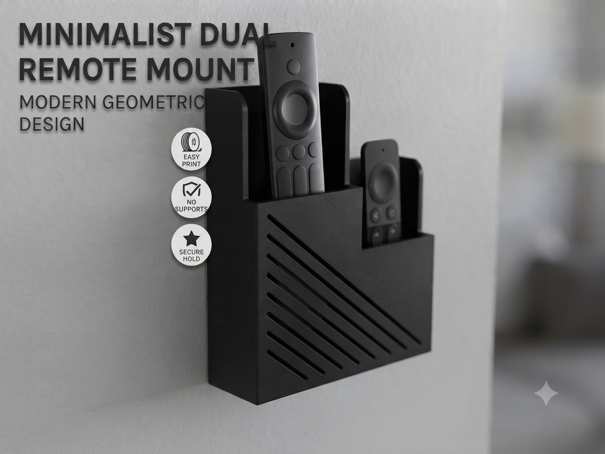 Modern TV Remote Organizer for Wall (Dual Slot)