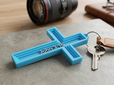 Cross - John 3:16 Cross Keychain